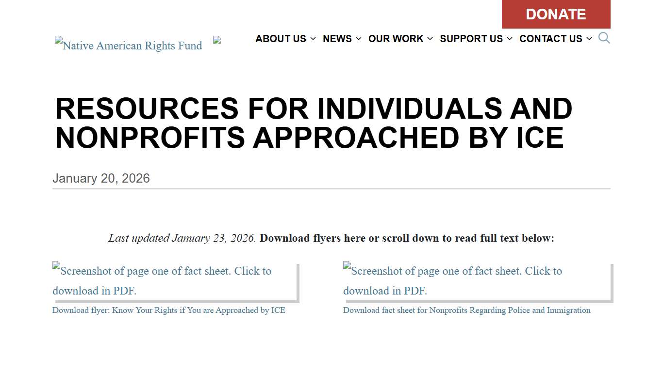 Resources for Individuals and Nonprofits Approached by ICE - Native American Rights Fund