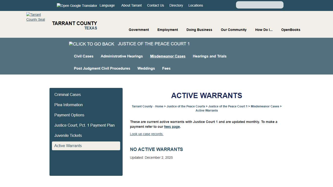 Active Warrants